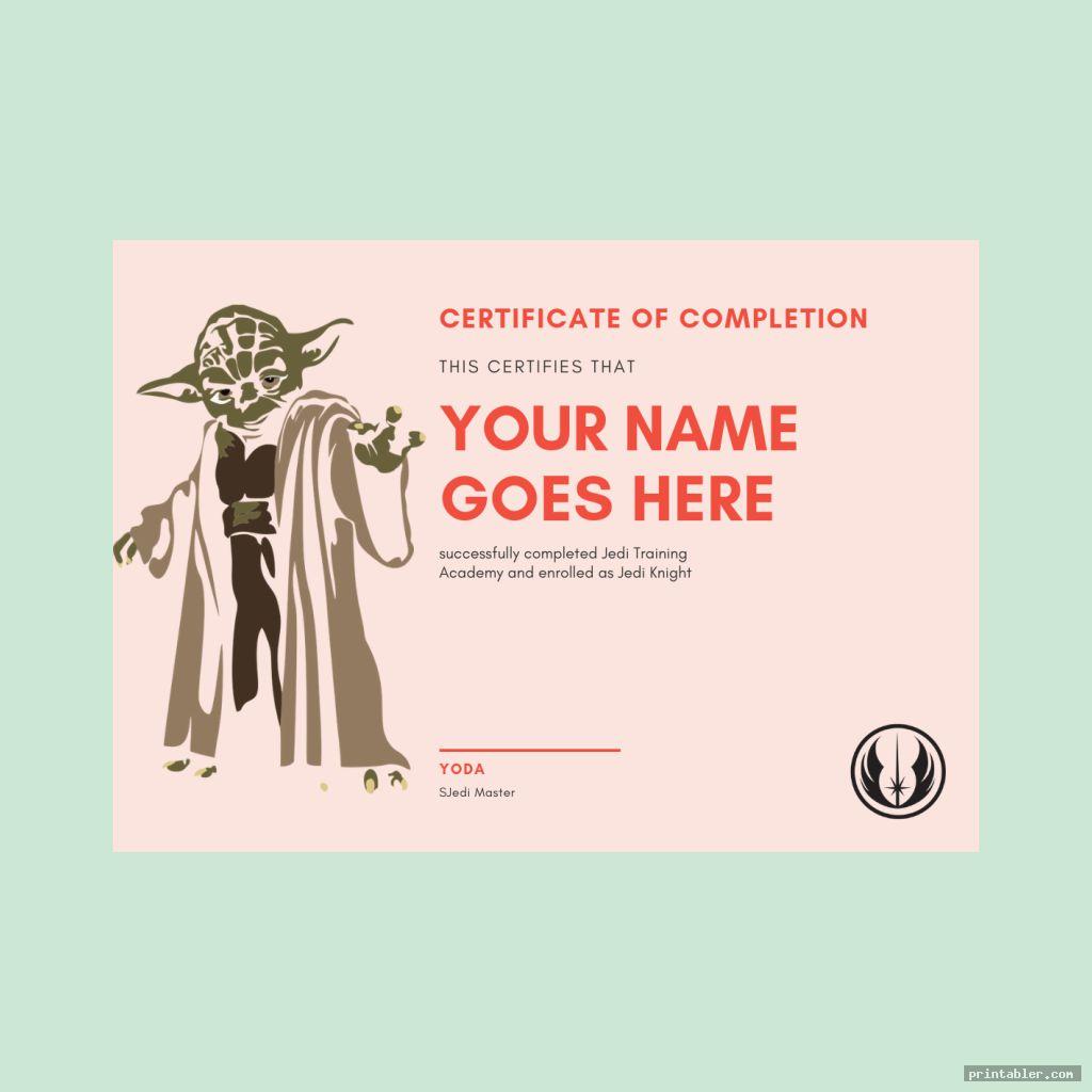 Star Wars Jedi Certificate Template Printable