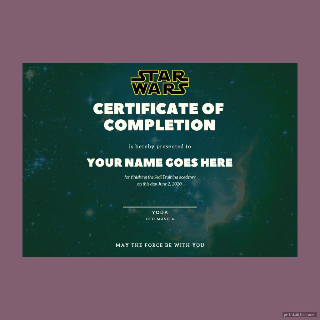 galaxy themed printable star wars jedi certificate template