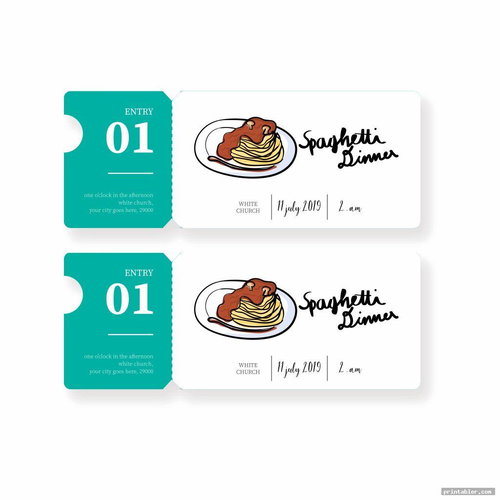 hand drawn spaghetti dinner ticket template printable