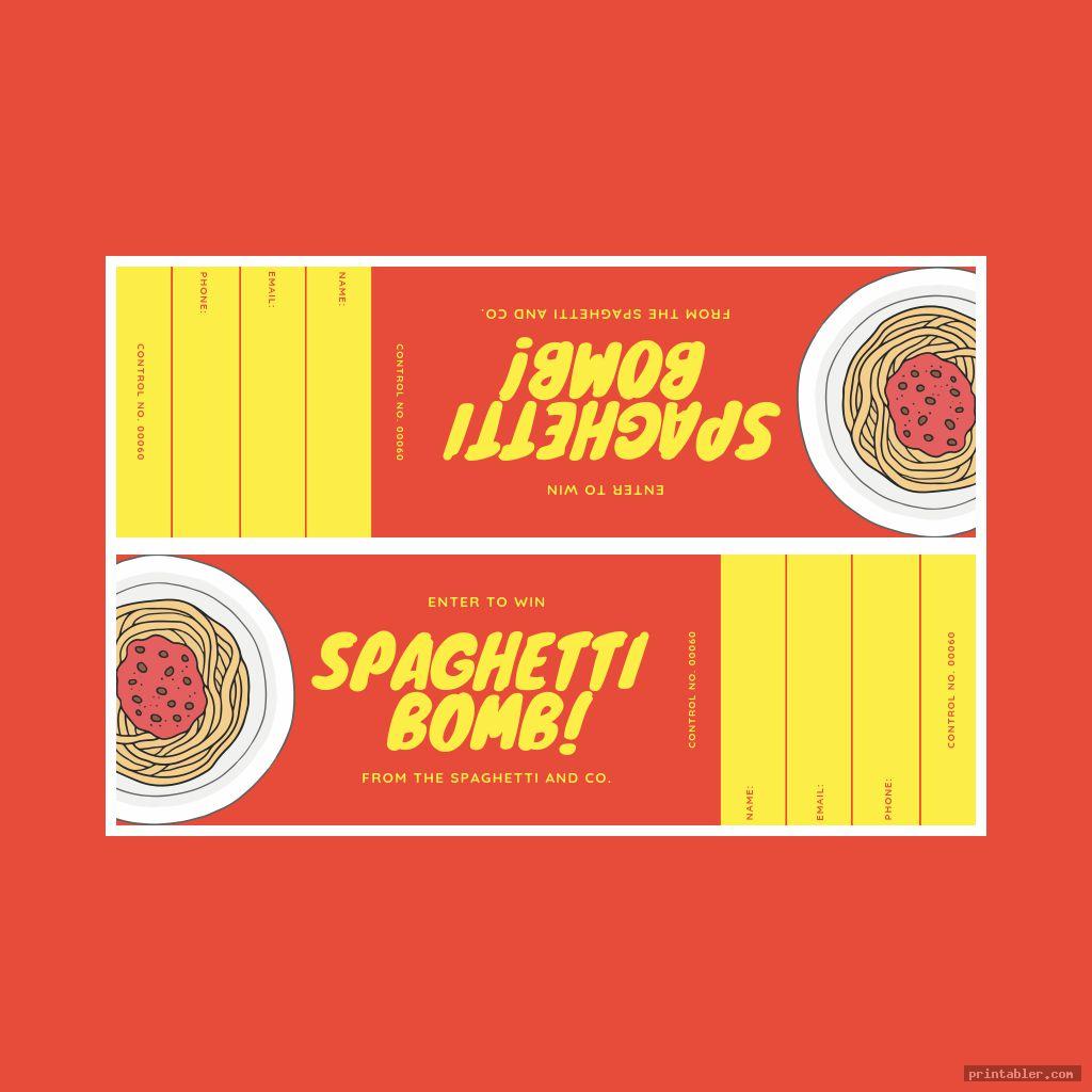 Spaghetti Dinner Ticket Template Printable