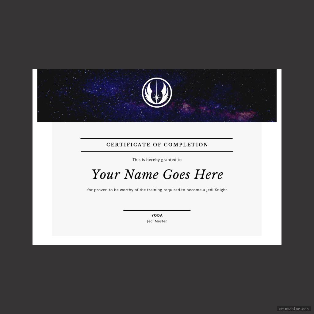 star wars jedi certificate template printable for free use