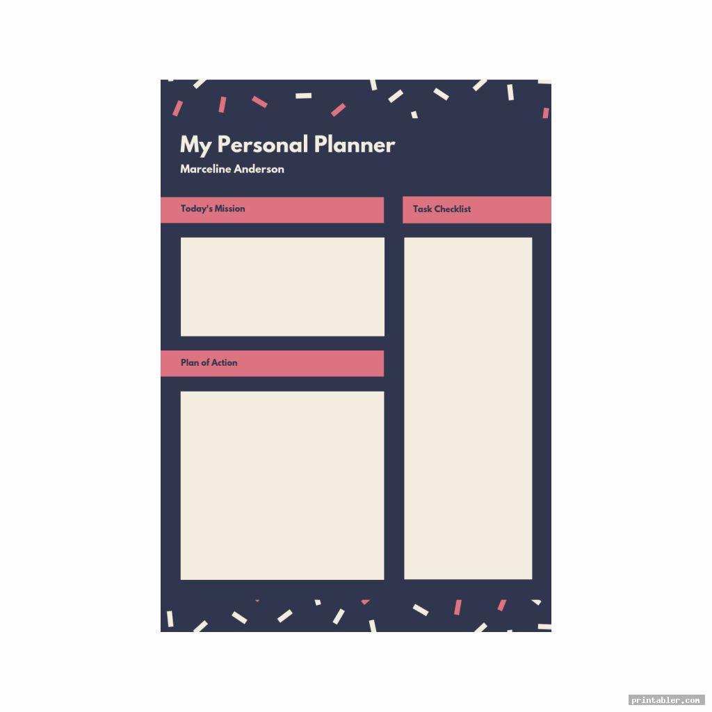 Filofax Personal Template Printable