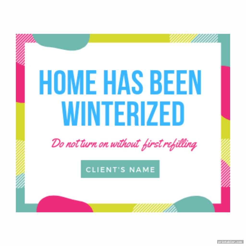 Winterization Signs Printable