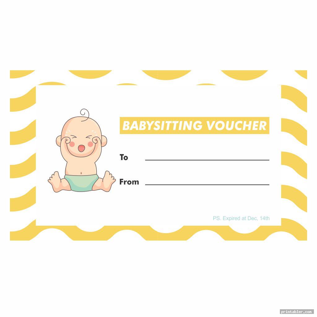 cute babysitting voucher template