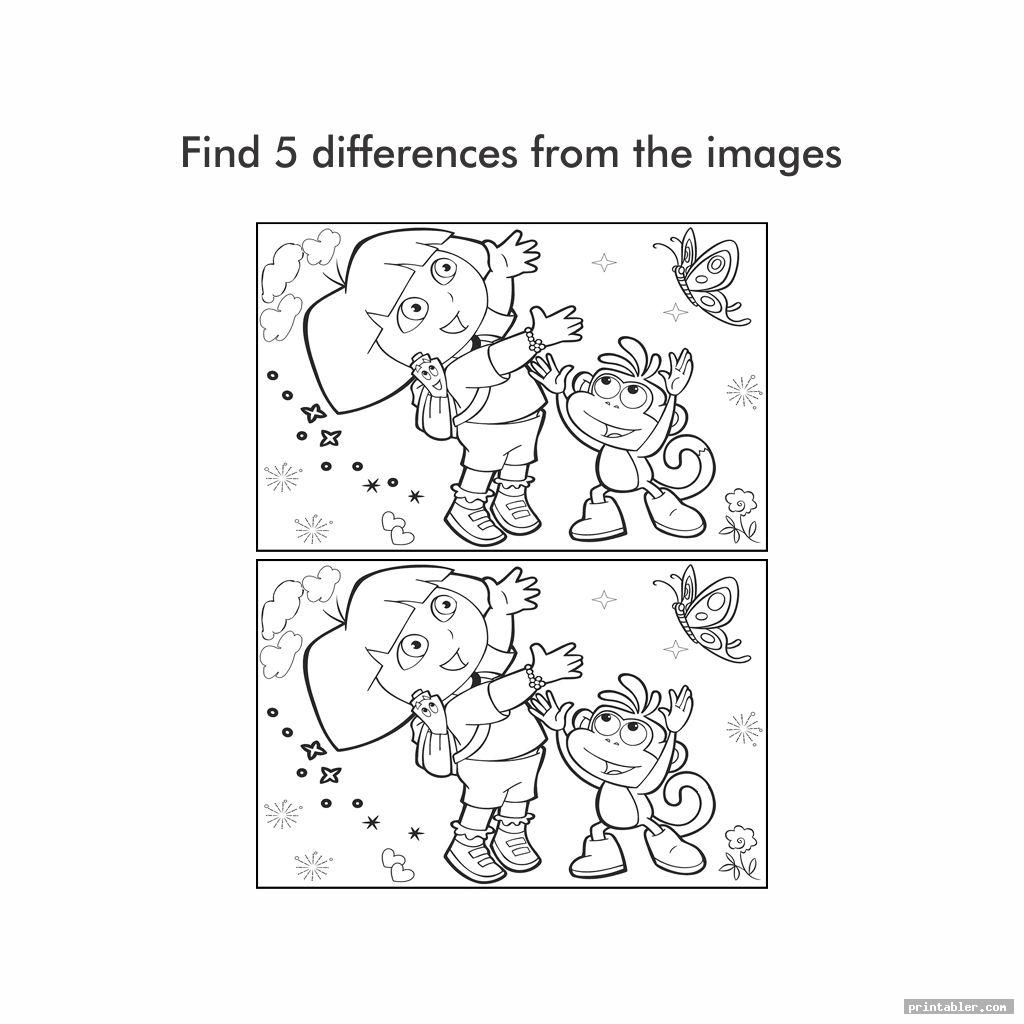 dora the explorer spot the difference adults printable