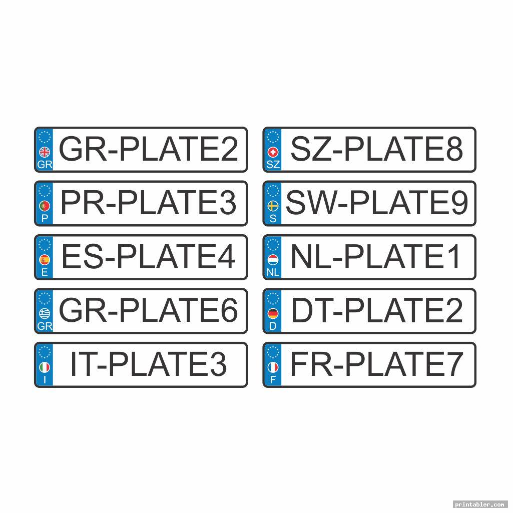 Licence Plate Template Printable