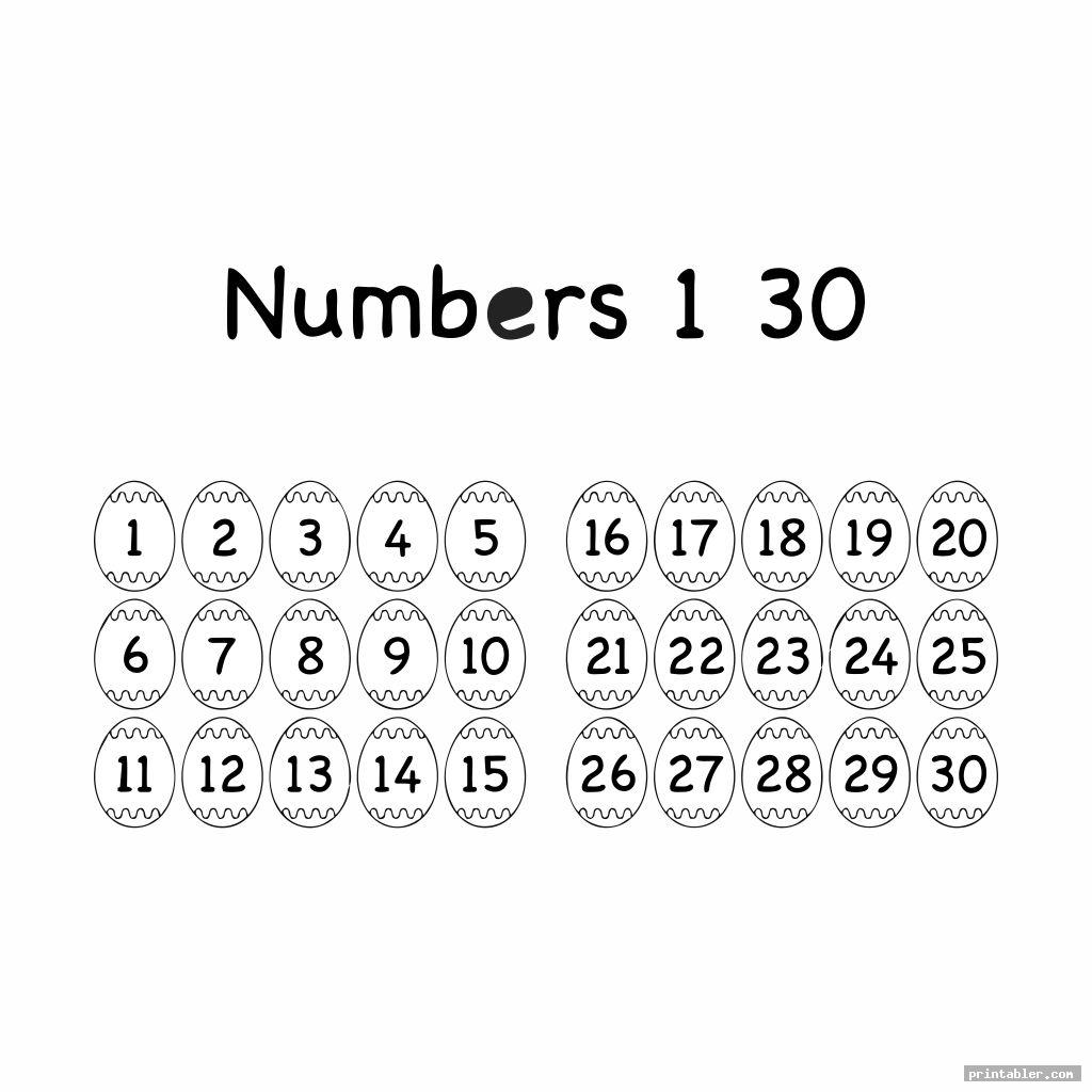 large numbers 1 30 printable for kids