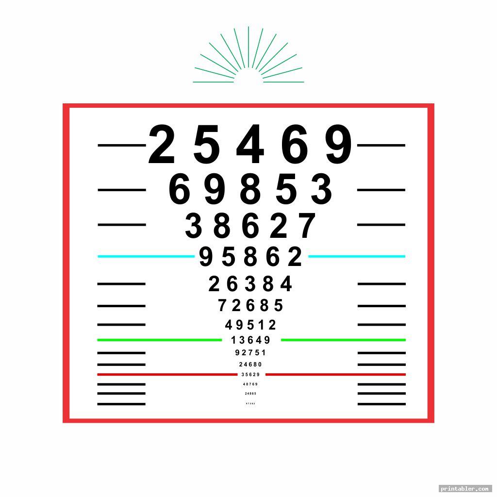 numbers eye chart for children printable