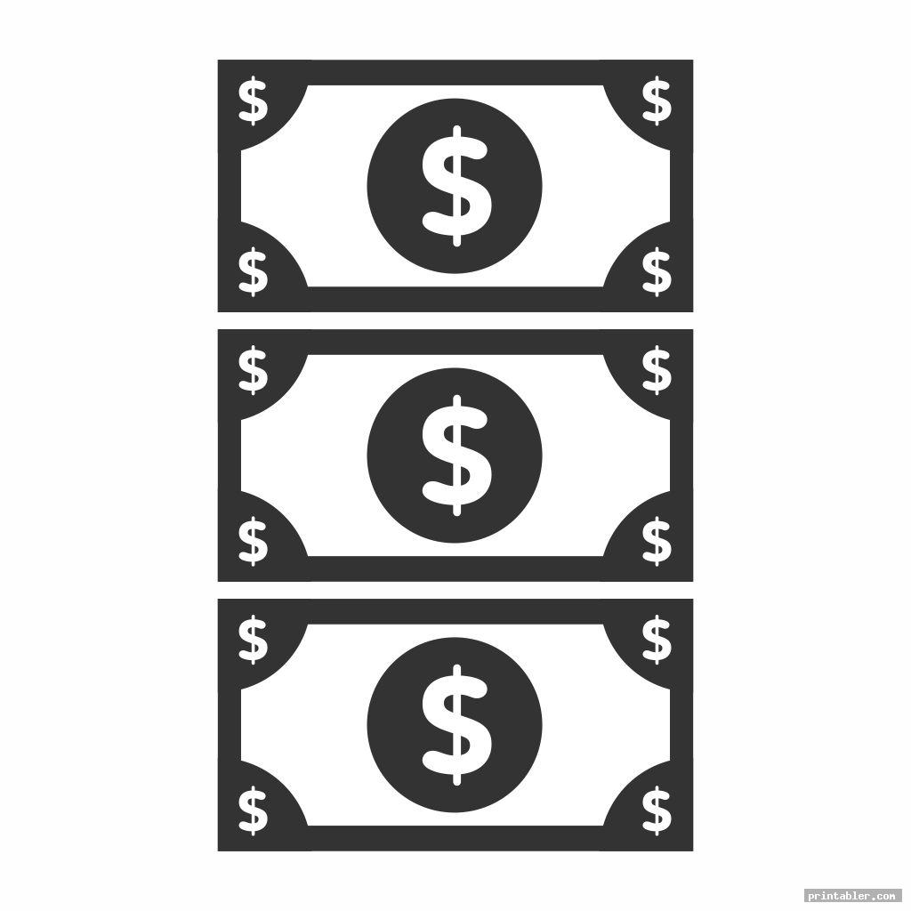 play money black and white printable image free