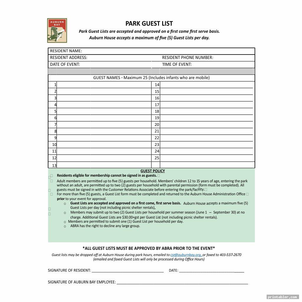 Guest Check Template Printable