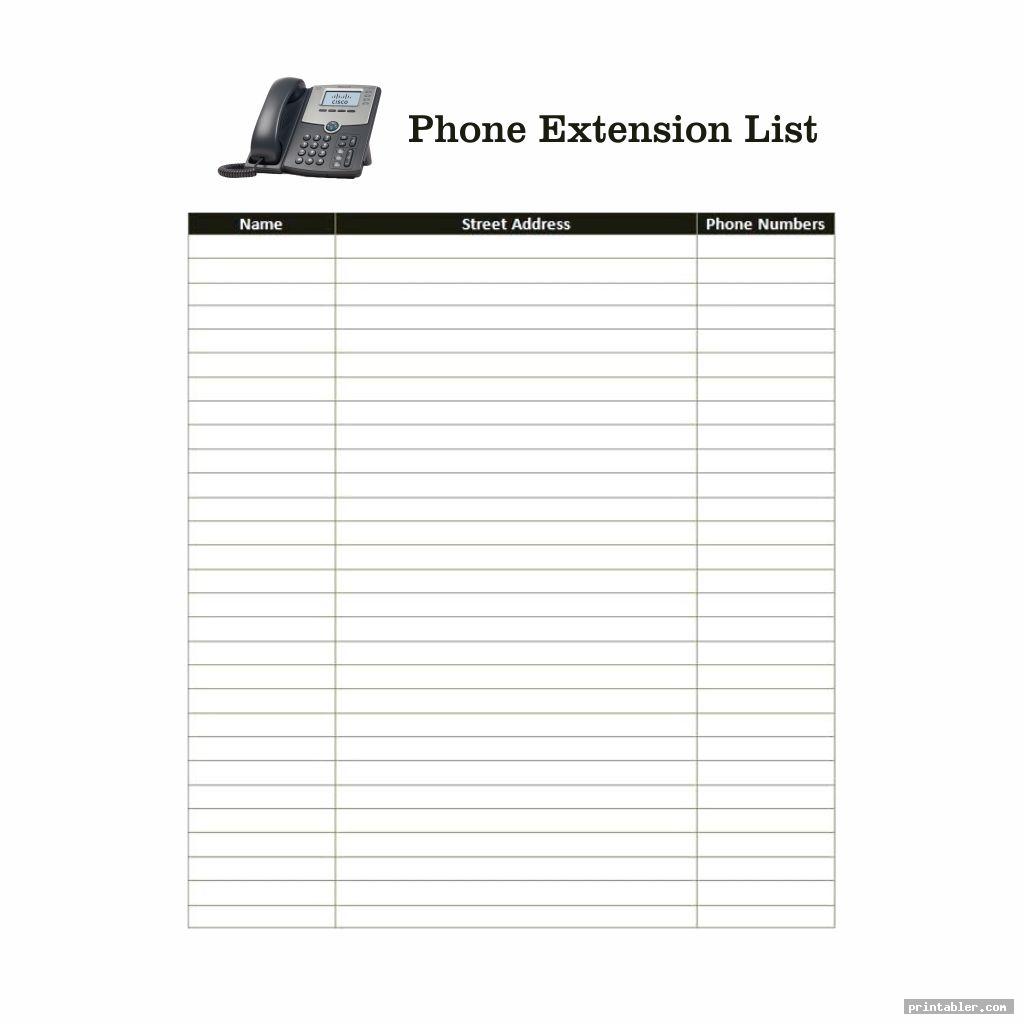 printable office phone extension template for use