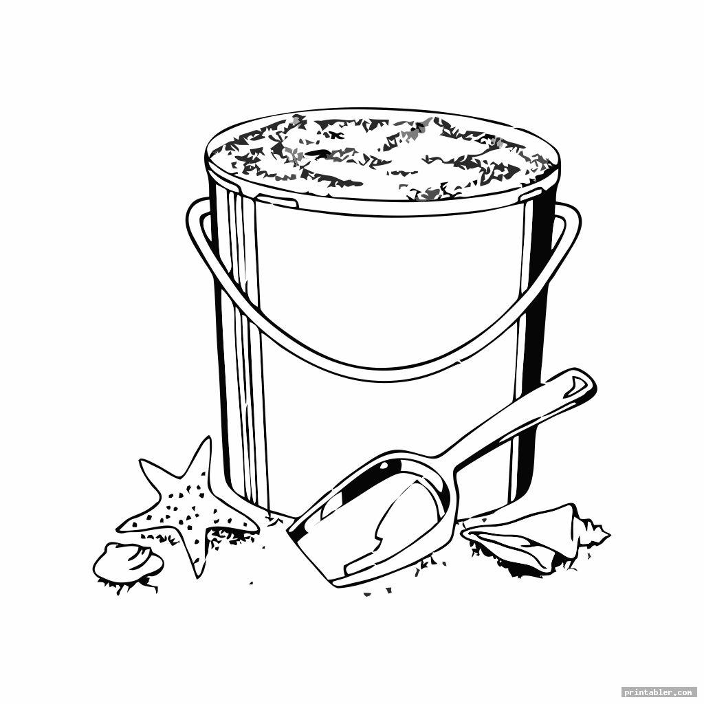 Sand Bucket and Shovel Coloring Page Printable