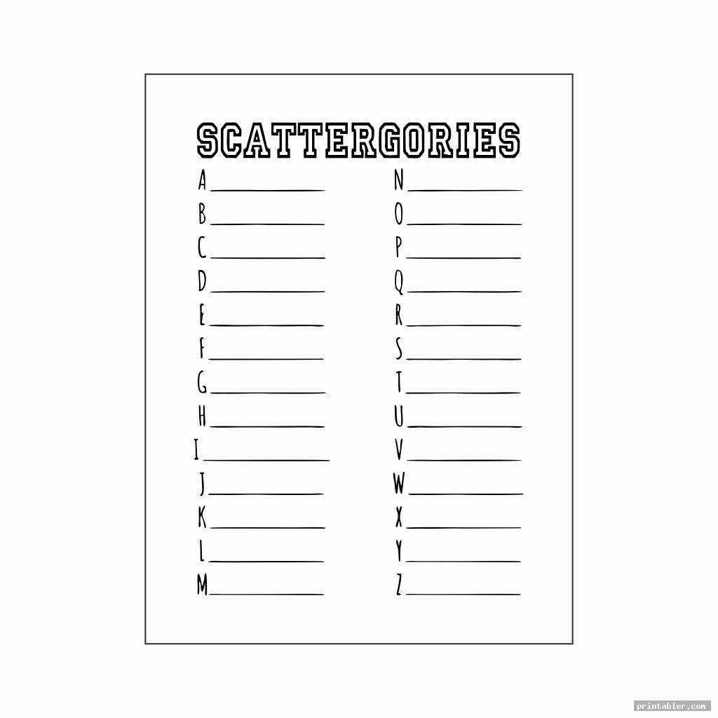 printable scattergories sheets template