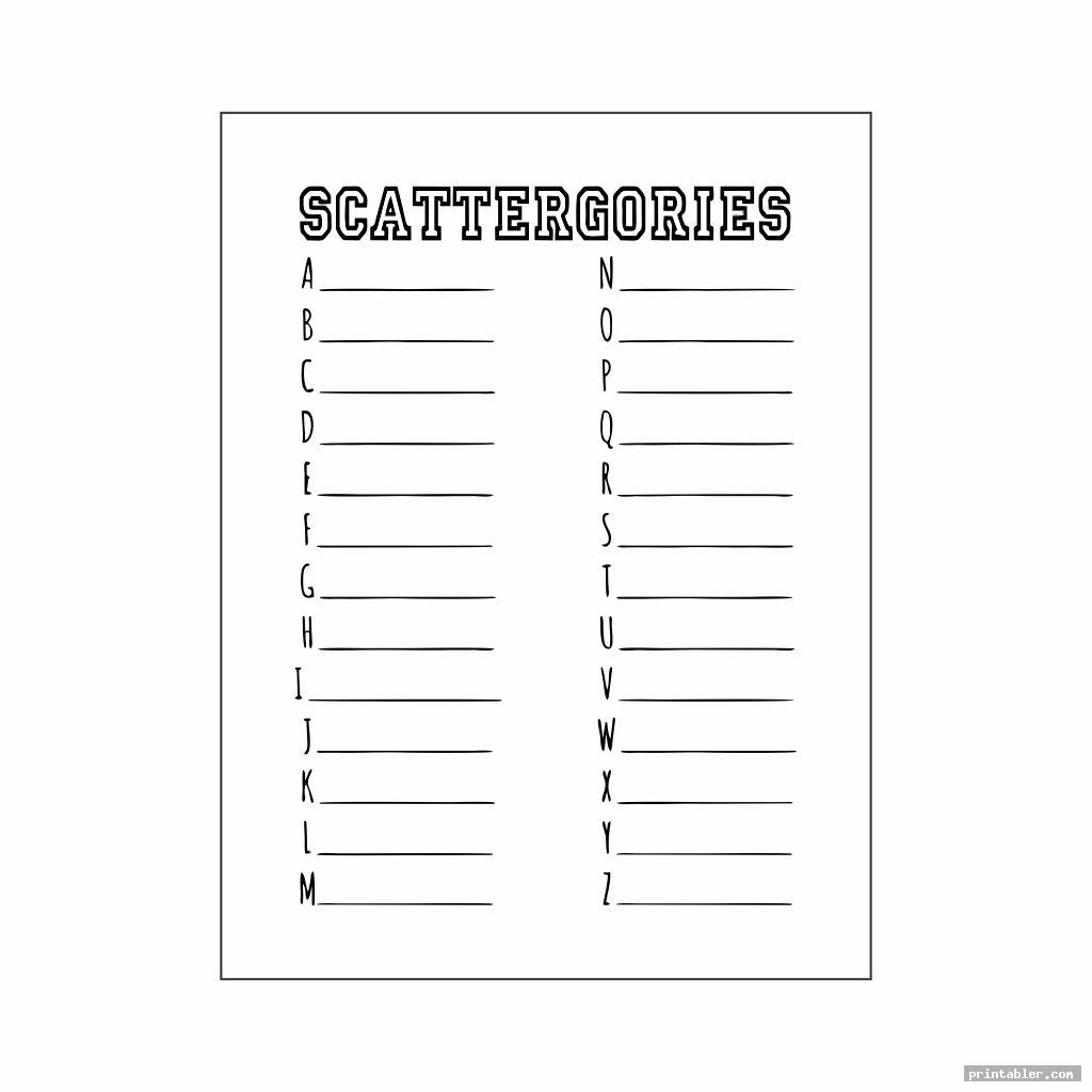 New Scattergories Sheets Printable Gridgit