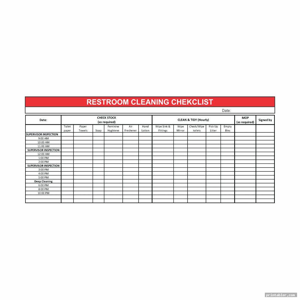 restaurant bathroom cleaning checklist printable template for use