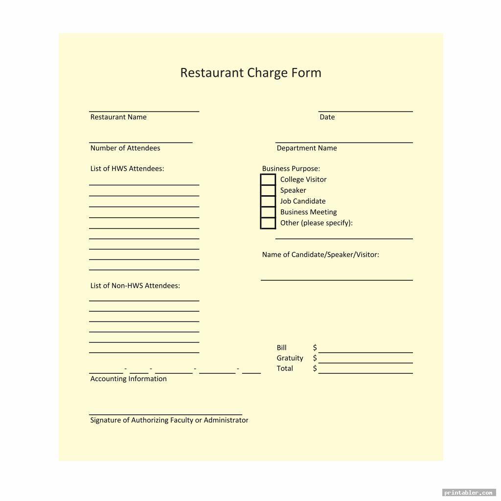 Restaurant Guest Check Template Printable