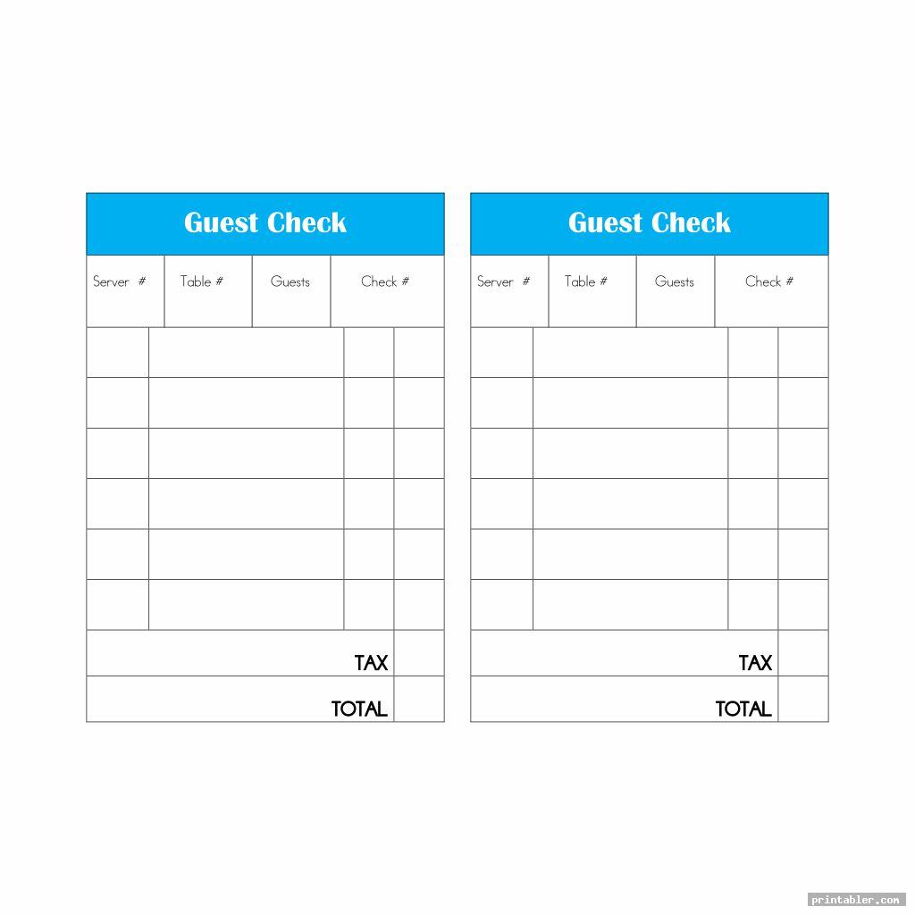 restaurant guest check template printable image free