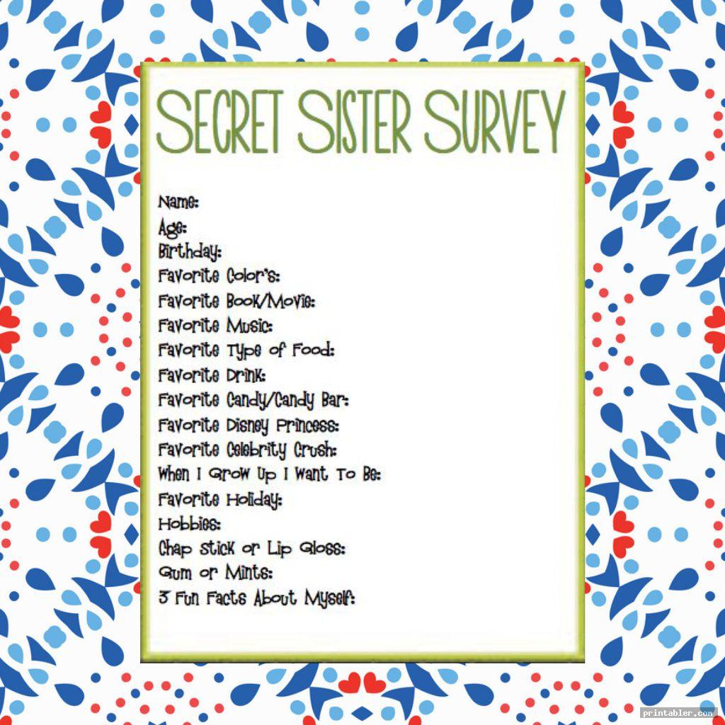 Secret Sister Information Forms Printable