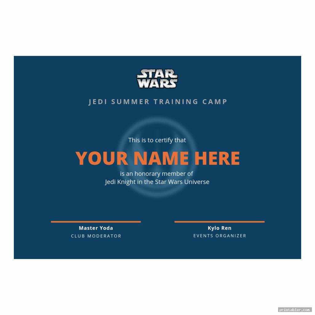 Jedi Training Certificate Printable