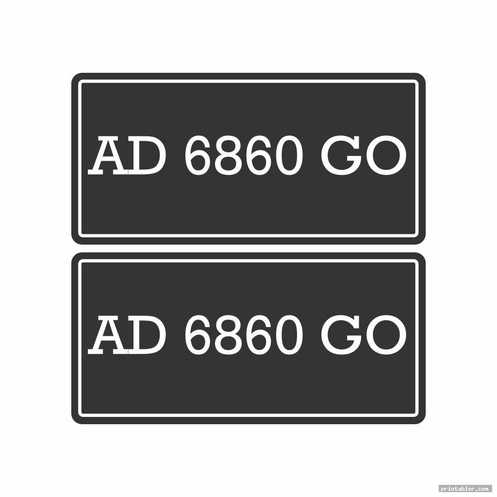 simple license plate template printable