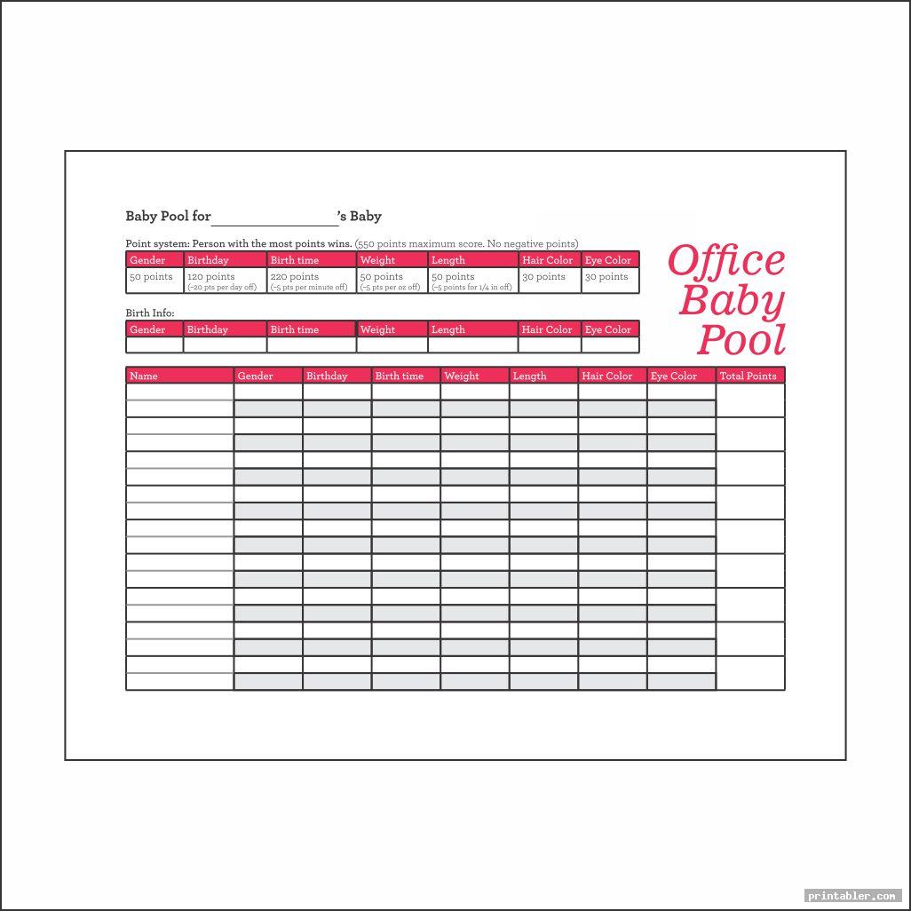 simple office baby pool template printable