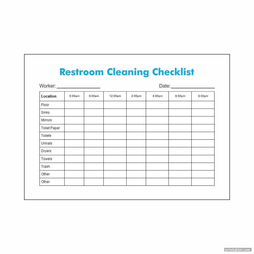 Restaurant Bathroom Cleaning Checklist Printable
