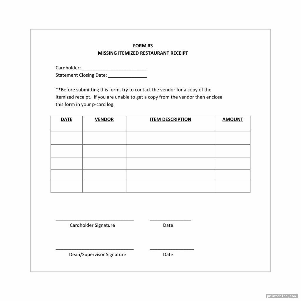 simple restaurant guest check template printable
