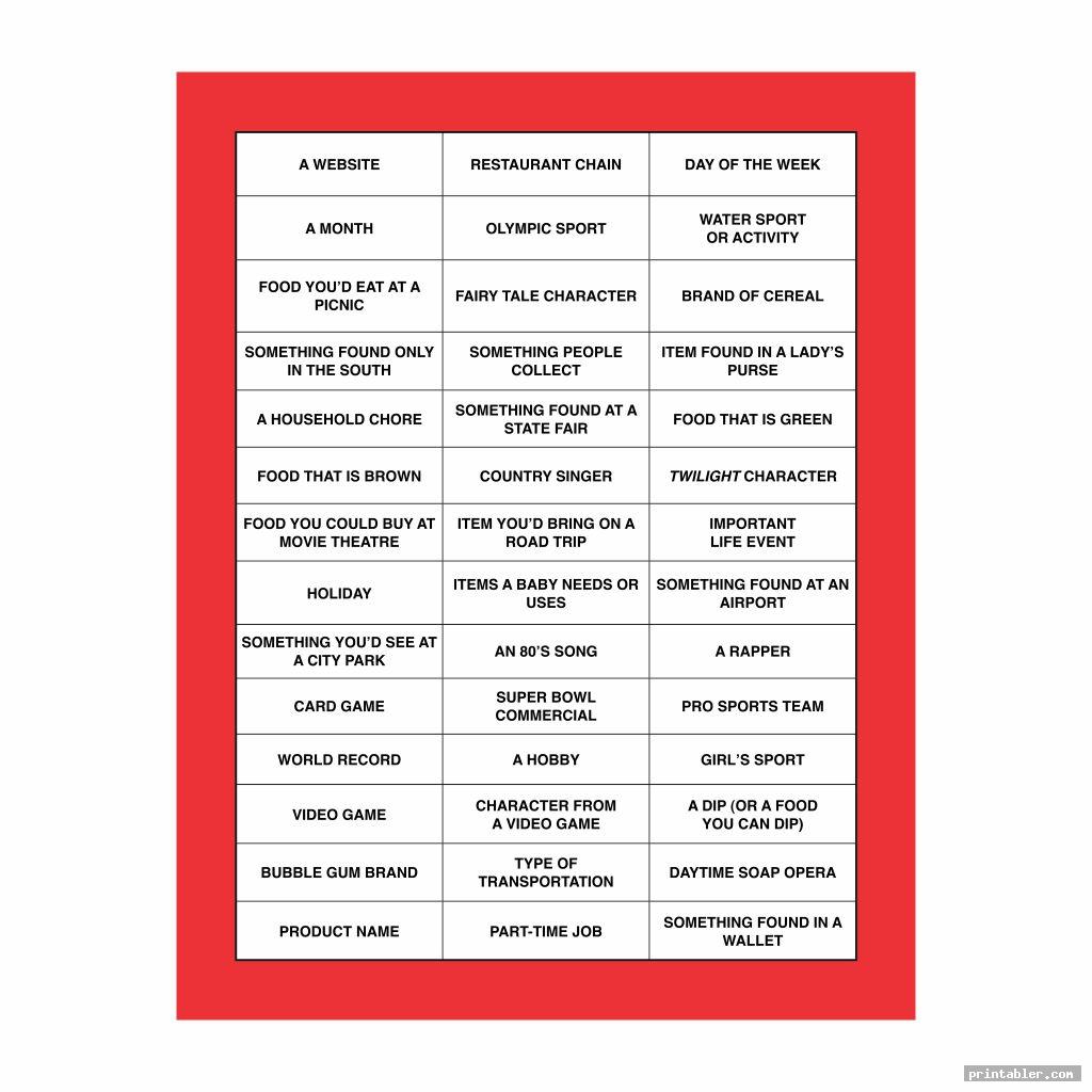 simple scattergories sheets printable