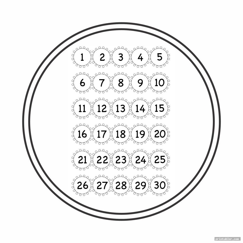 Large Numbers 1-30 Printable