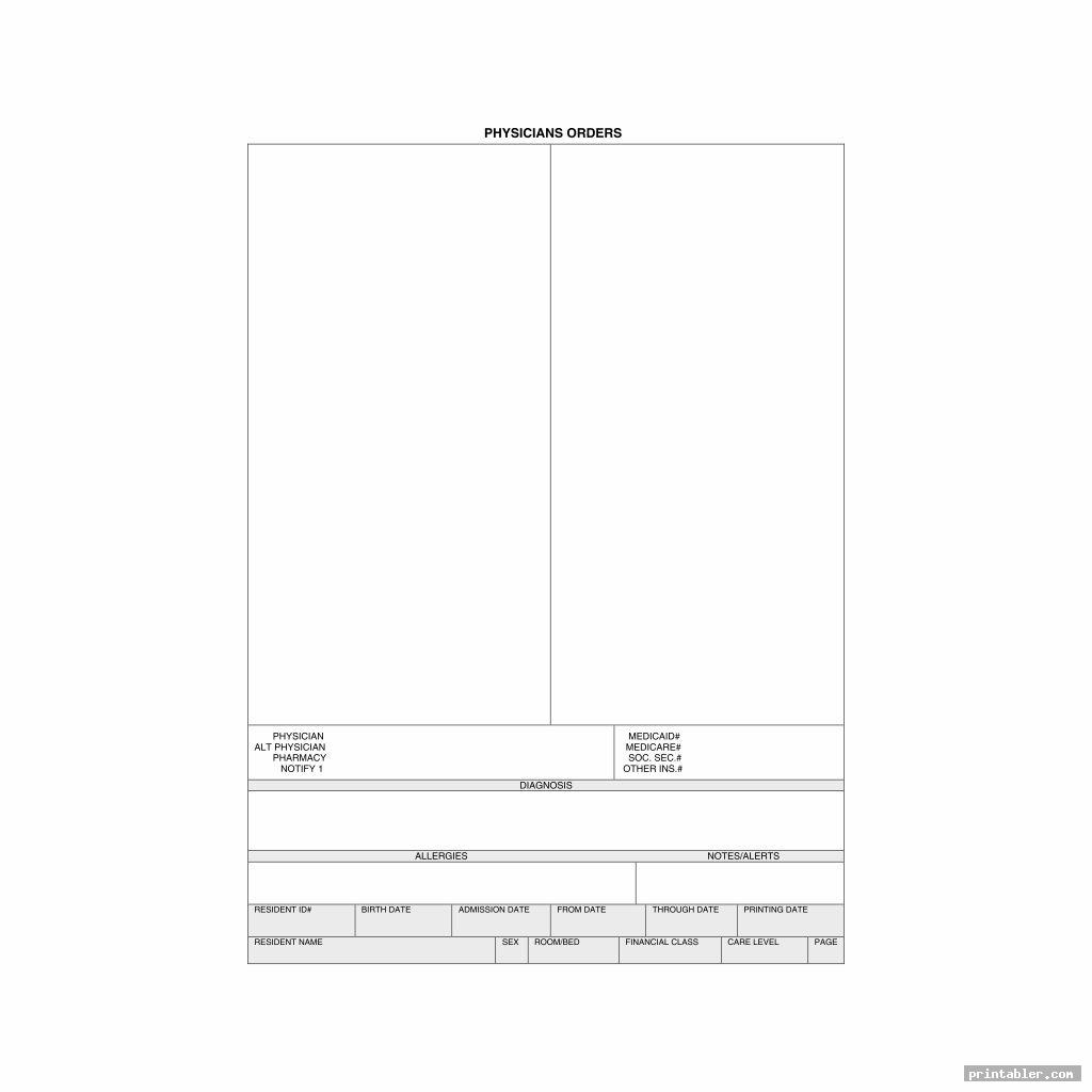 usable blank physician order sheet printable