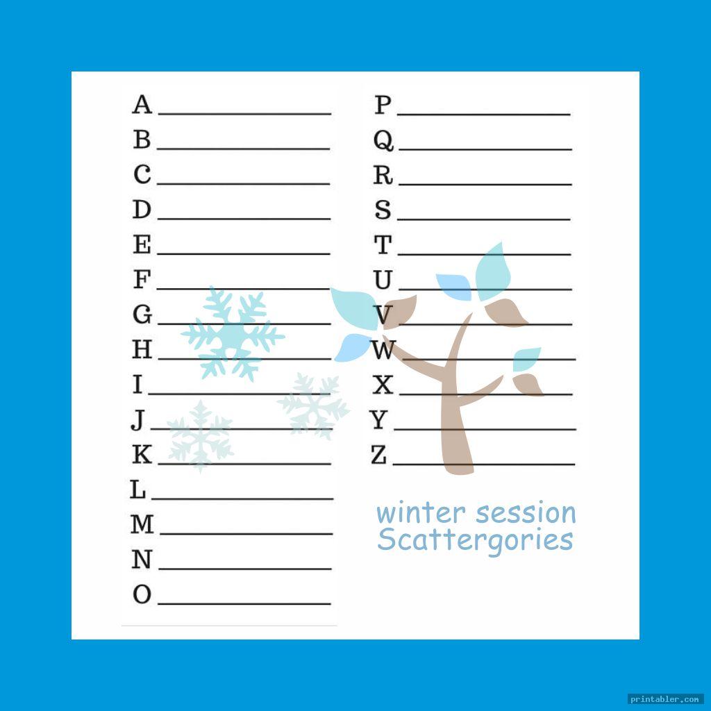 Scattergories Answer Sheets Printable