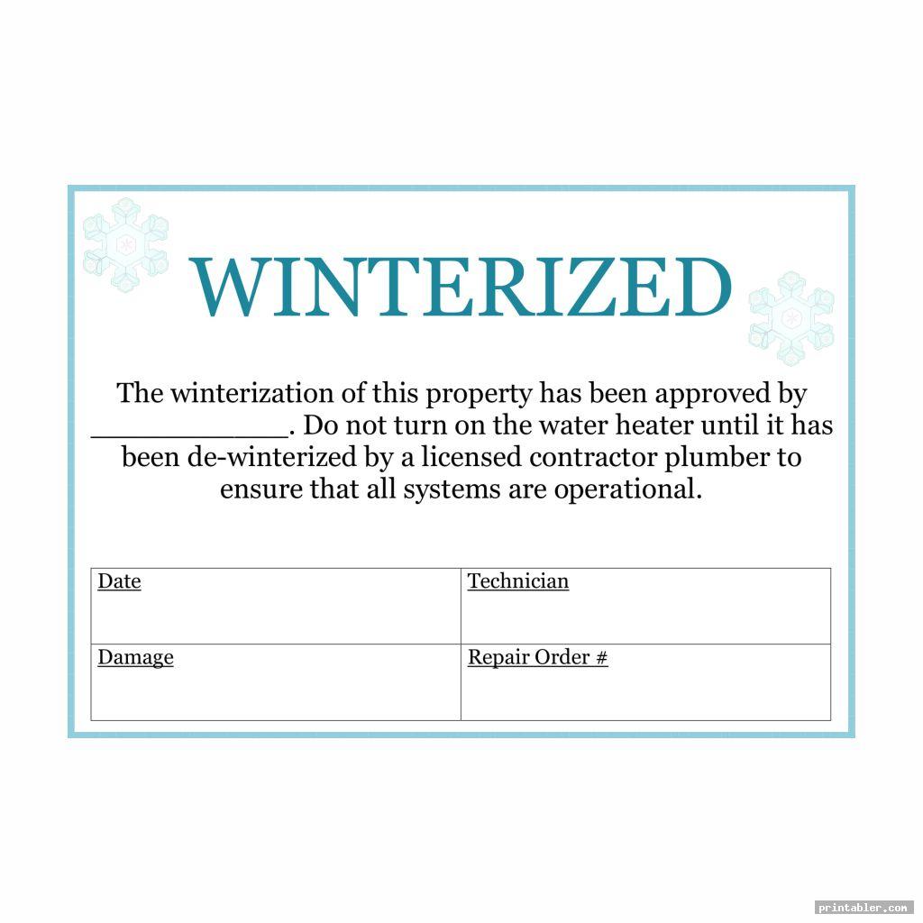 Winterization Signs Printable