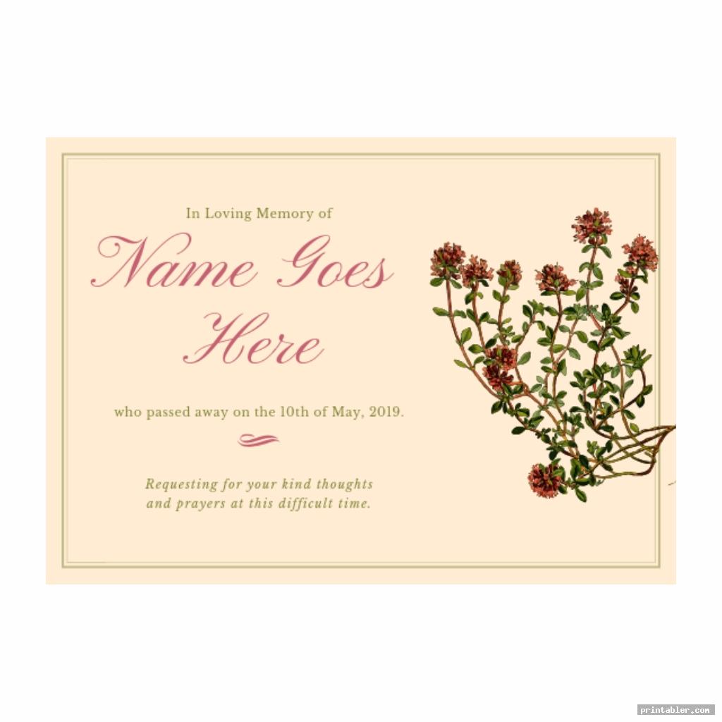 Memorial Cards for Funeral Template Printable