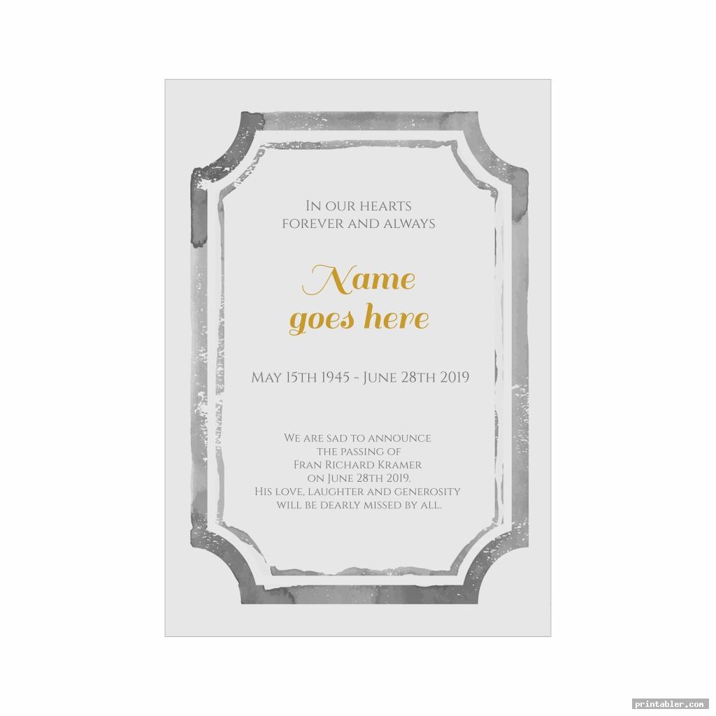color water memorial cards for funeral template printable