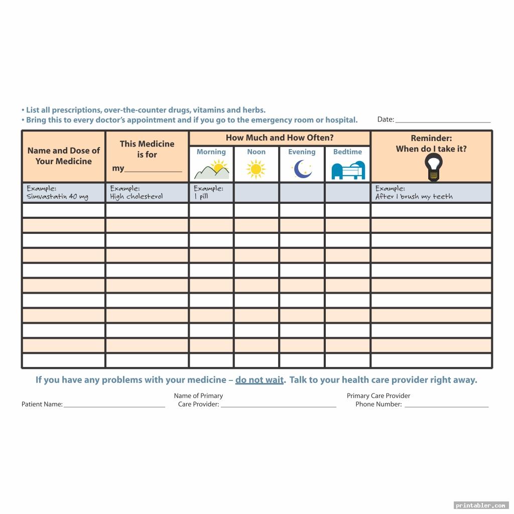 Printable Medication Log Sheets