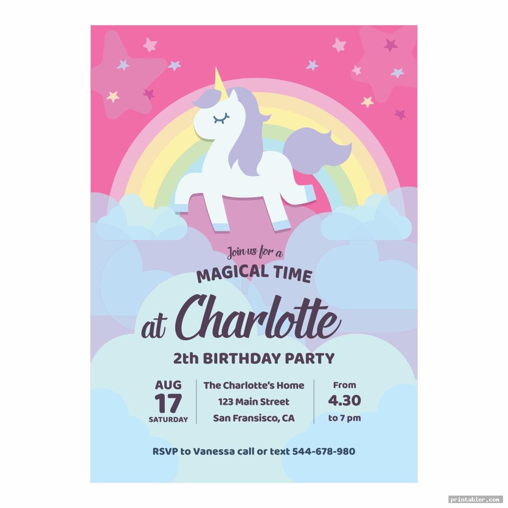 Unicorn Invitations Printable