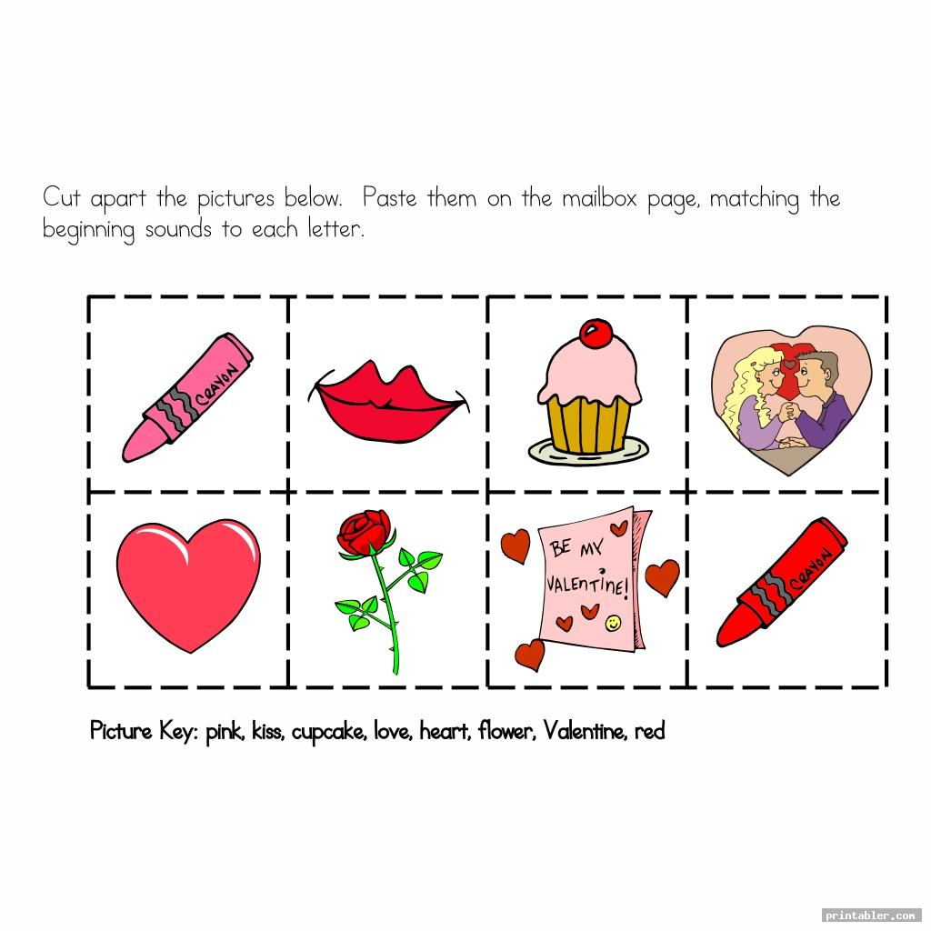 colorful valentine printable cutting worksheets preschool