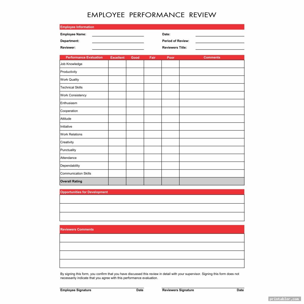 cool employee performance review template