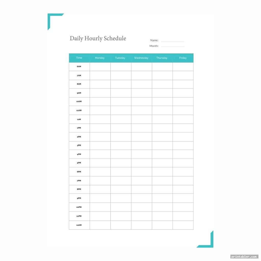 Weekly Hourly Calendar Printable