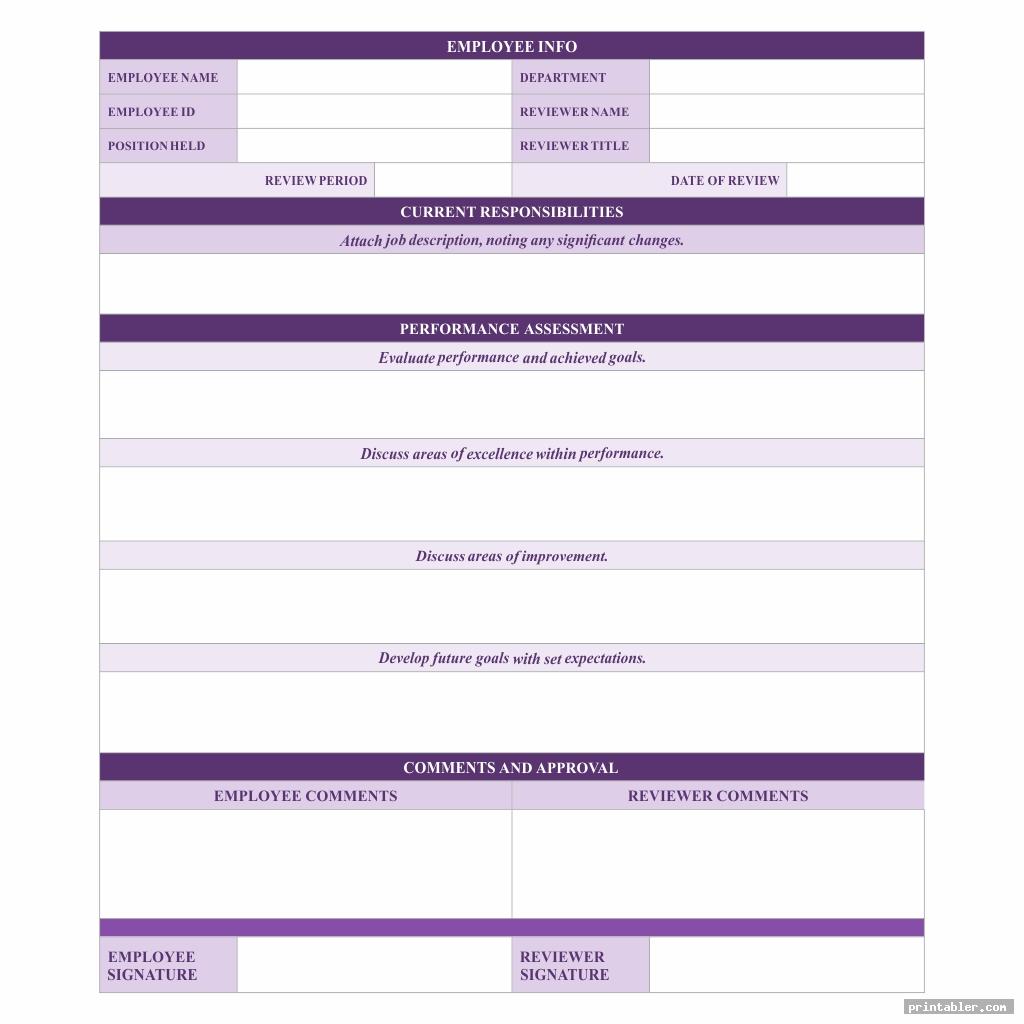corporate employee performance review template