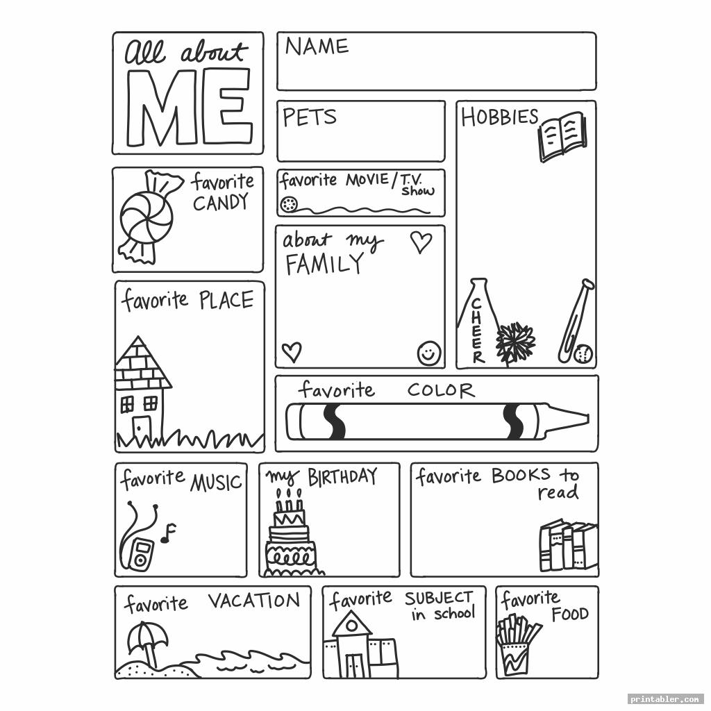 cute all about me printable template