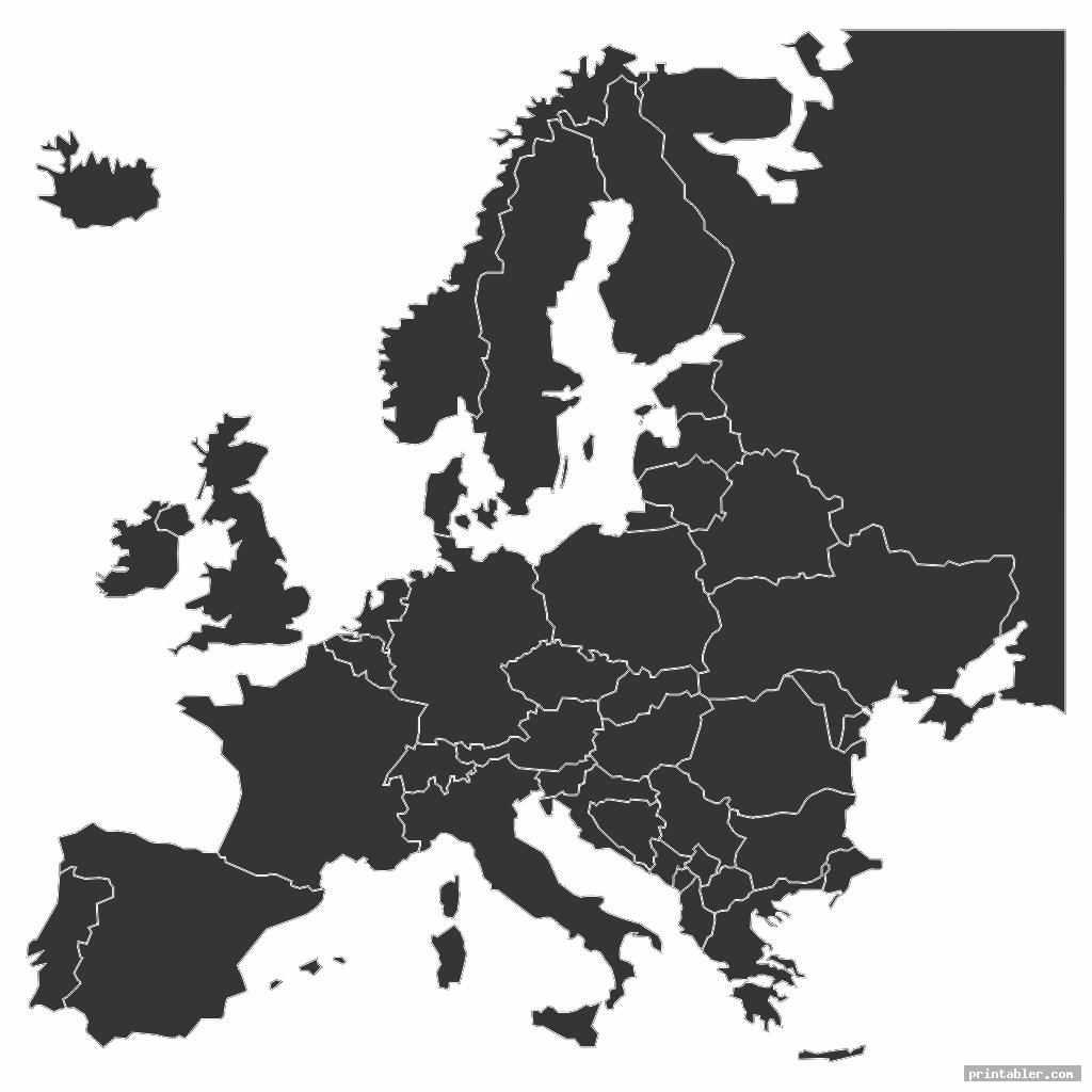 Europe Map Black and White Printable