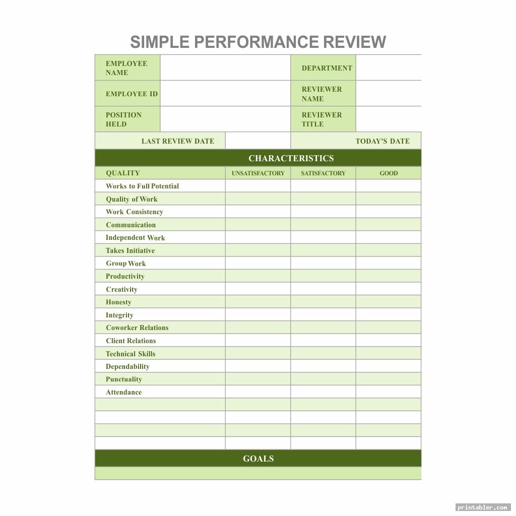 employee performance review template for use