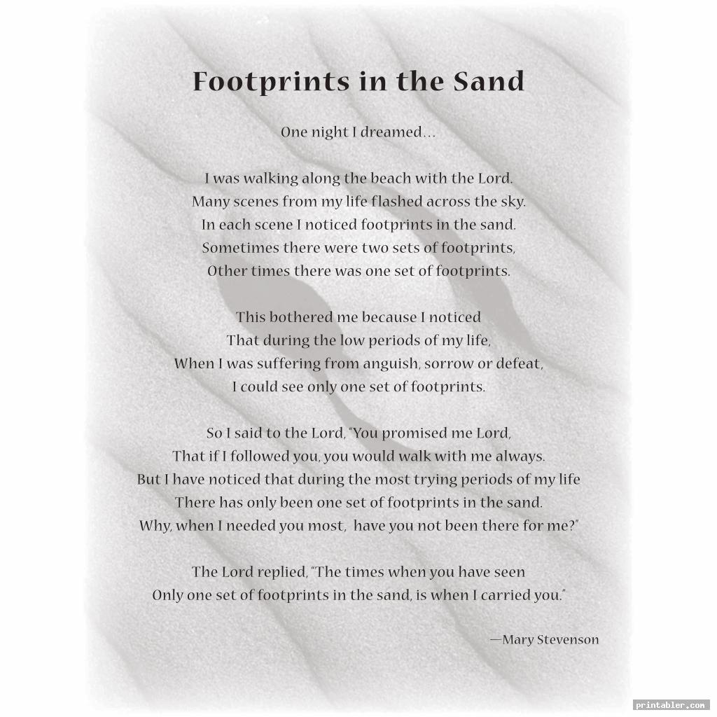 footprints in the sand version printable image free