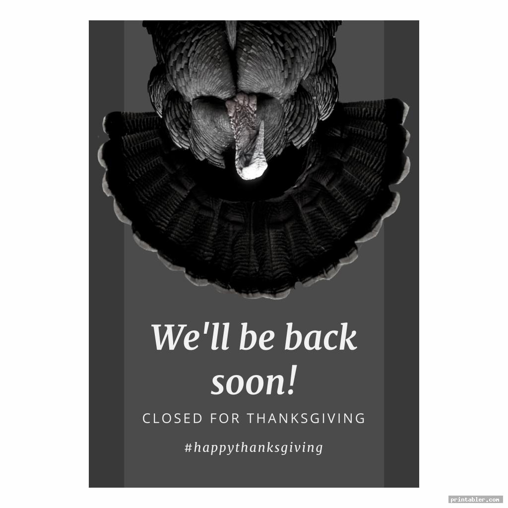 grayscale thanksgiving closed sign printable