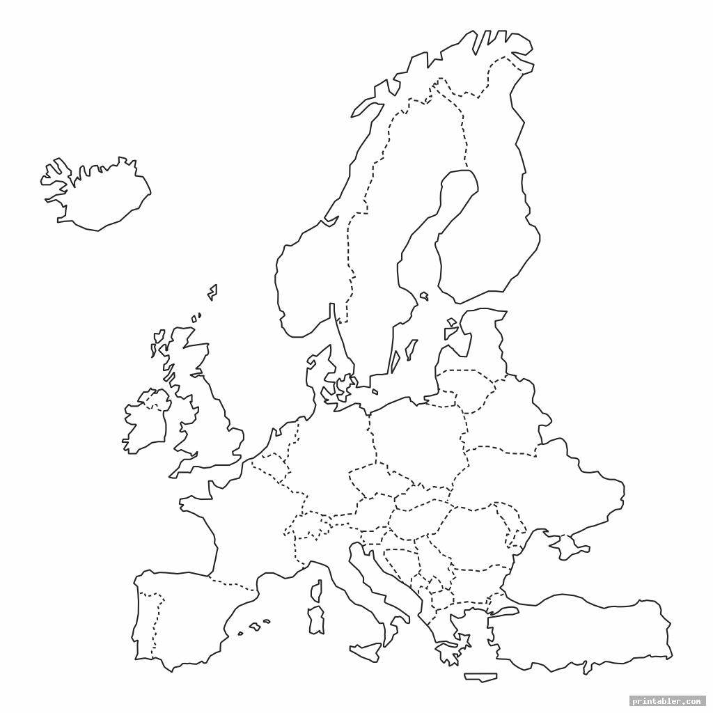 realistic europe map black and white printable