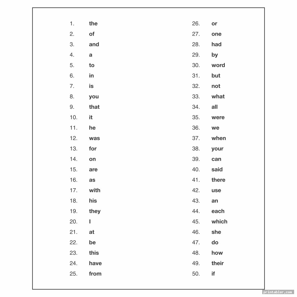 simple second grade sight words printable