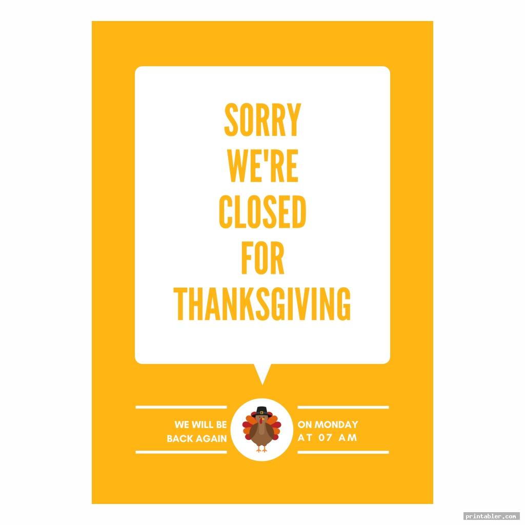 thanksgiving closed sign printable image free