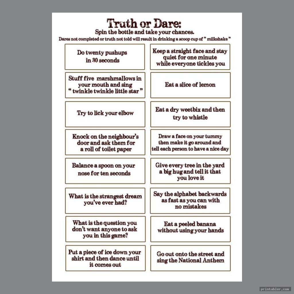 truth or dare housewarming games printable