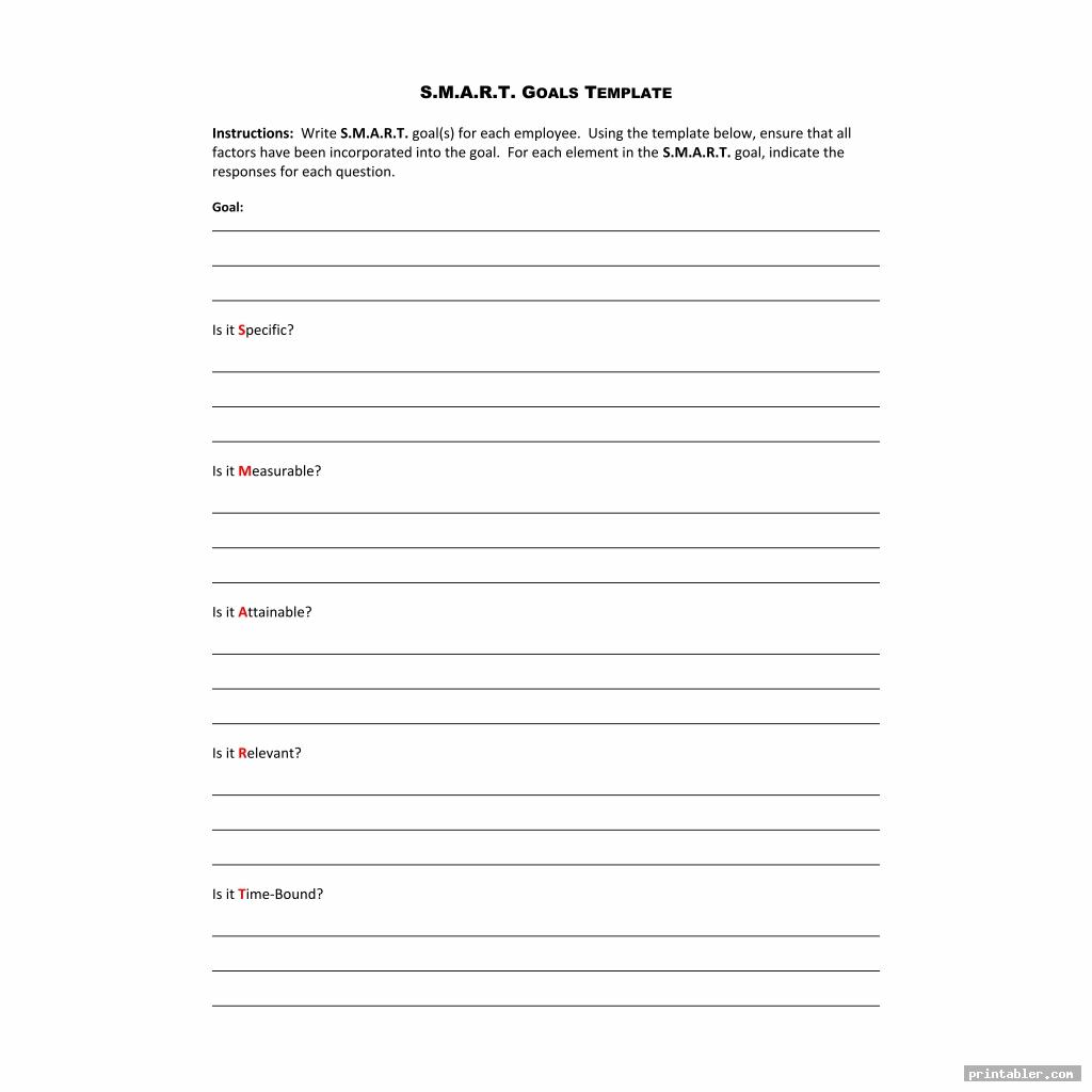 blank printable goals template smart image free